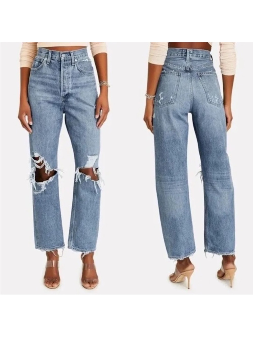 AGOLDE 90s Mid Rise Loose Fit Jeans Size 28 Fall Out Wash Distressed A069C-811